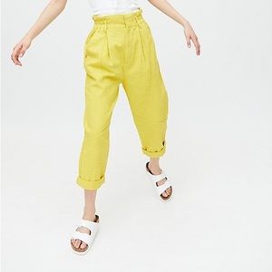 Urban Outfitters Thalia pleated yellow paper bag jeans size XS